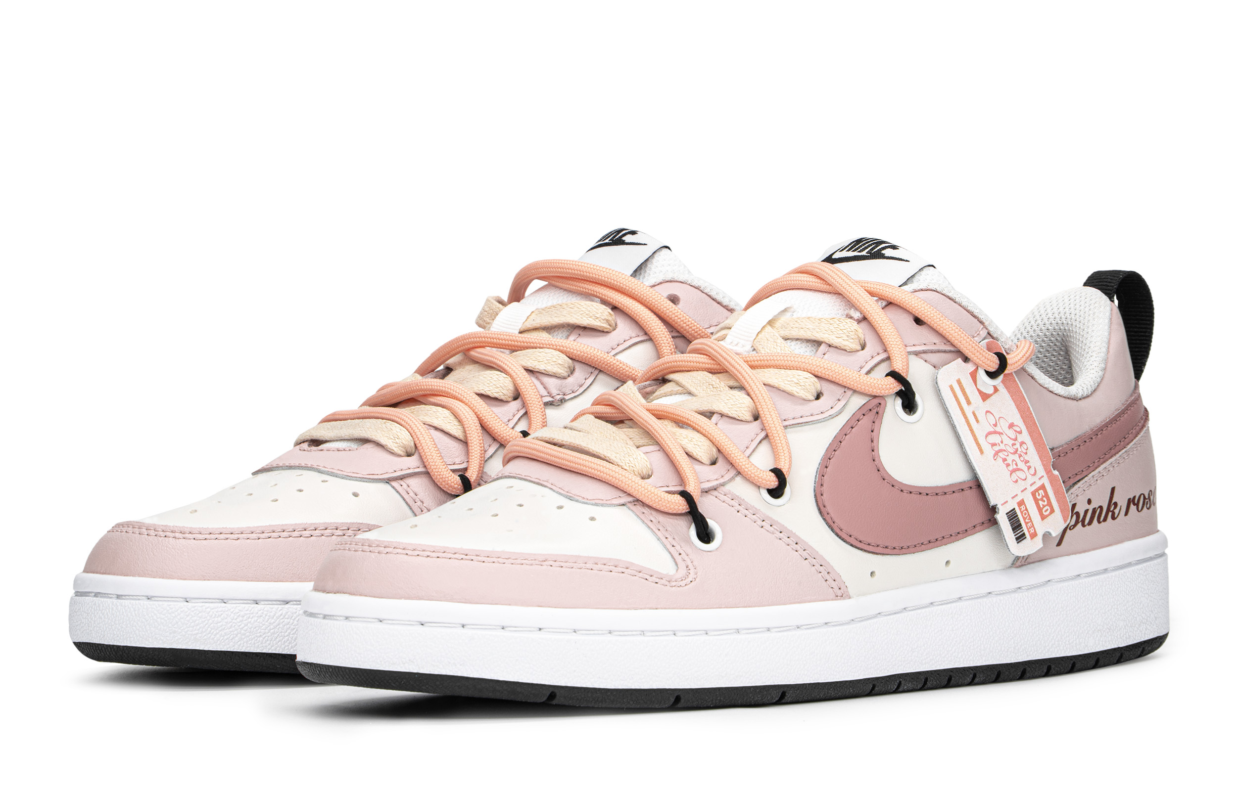 Lookbook 【定製球鞋】Nike Court Borough FZBB 粉紅玫瑰 低筒 板鞋 GS 米白