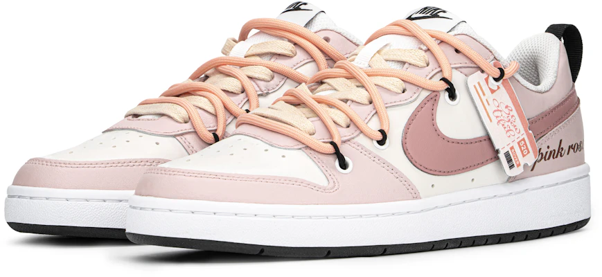 【定製球鞋】Nike Court Borough FZBB 粉紅玫瑰 低筒 板鞋 GS 米白 Lookbook 【定製球鞋】Nike Court Borough FZBB 粉紅玫瑰 低筒 板鞋 GS 米白