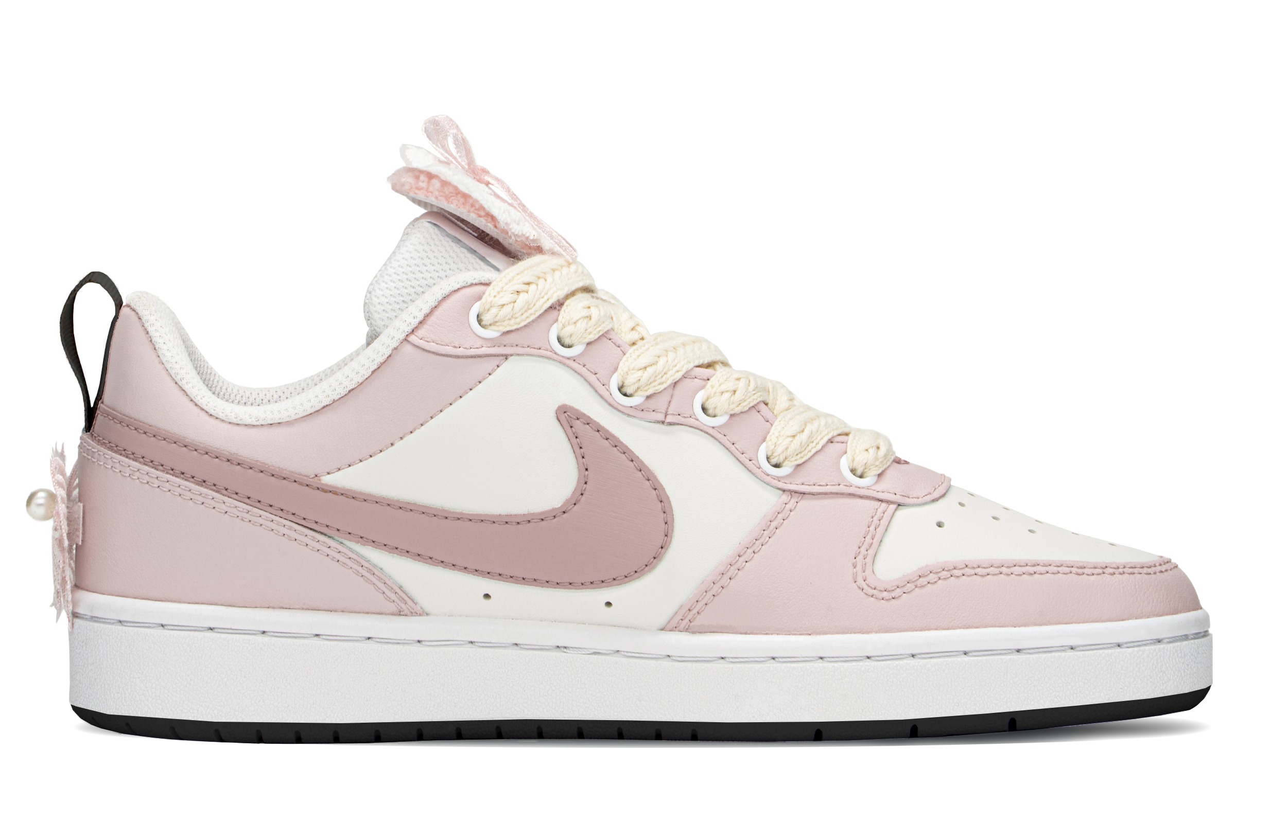 Order [定制鞋] 耐克Court Borough Low '粉白米色' BQ5448-104(TeamA-粉公主)