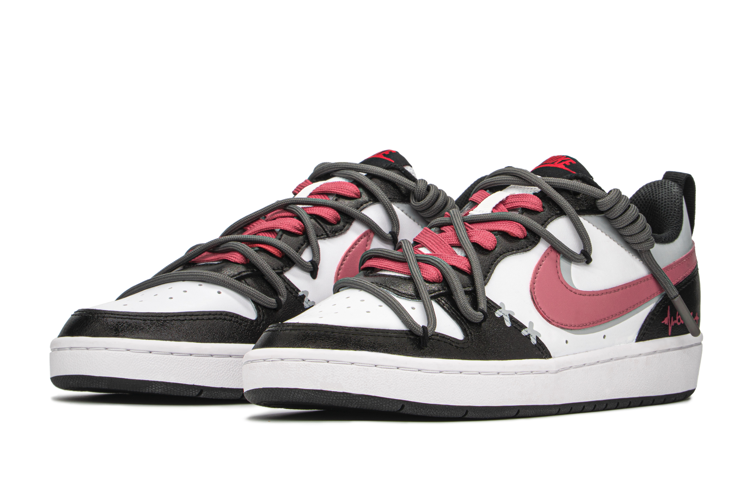 Lookbook [カスタムシューズ] ナイキ コートボロー ロー 'ロマンティック ブラック-ピンク' BQ5448-110(TeamA-爱情旋律)