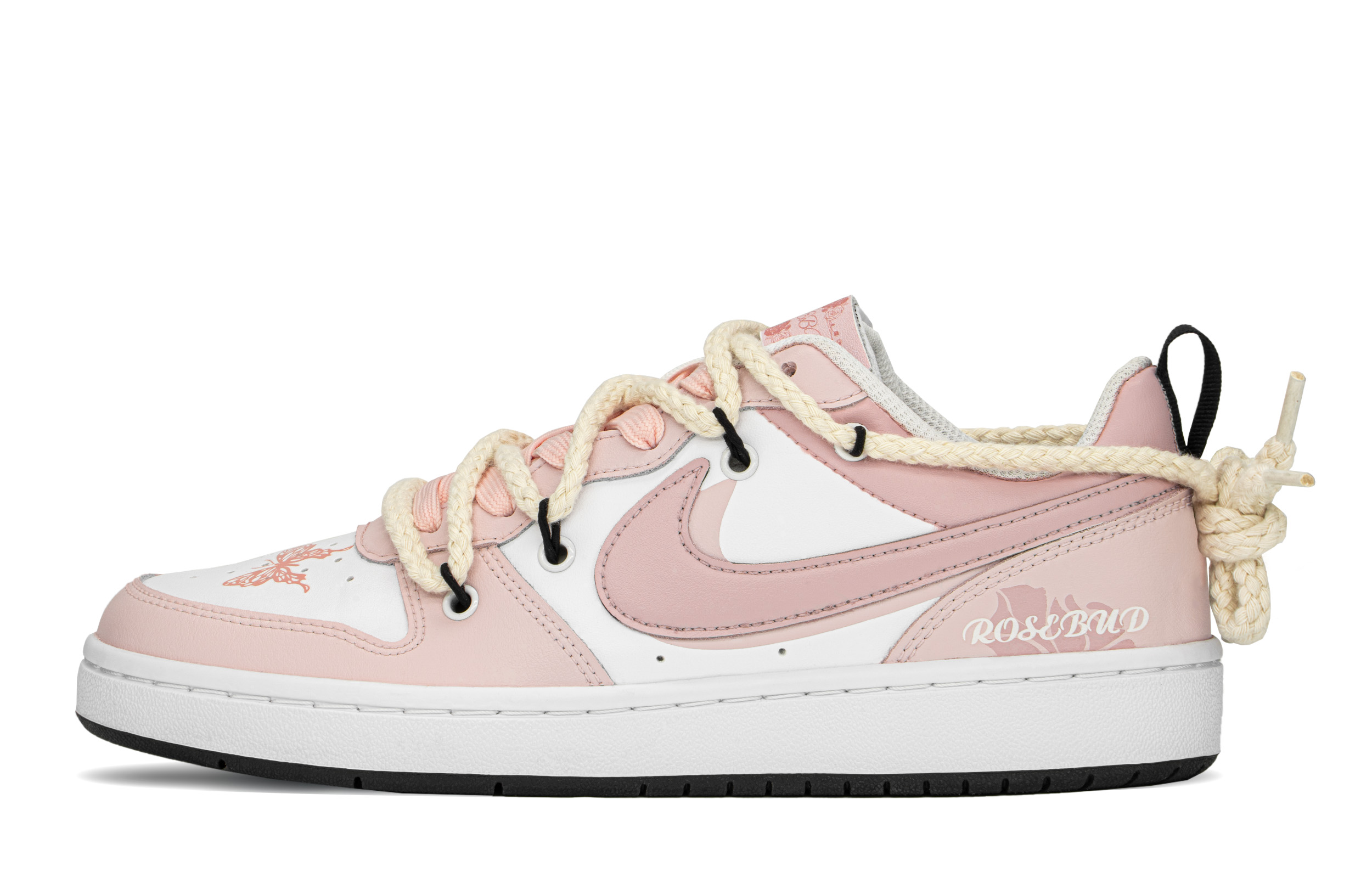 [Custom Shoes] Nike Court Borough Low 'Rose and Butterfly Pink-White'