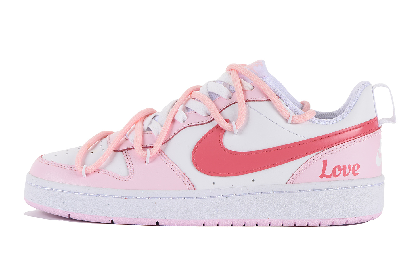 Order 【客製球鞋】Nike Court Borough 高街 Vibe風 櫻花粉 禮盒 英文 低筒 板鞋 GS 粉白