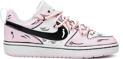 【定制球鞋】 Nike Court Borough 三次實驗室 二次元勾線 動漫風格 解構 低幫 板鞋 GS 櫻花粉 Order 【定制球鞋】 Nike Court Borough 三次實驗室 二次元勾線 動漫風格 解構 低幫 板鞋 GS 櫻花粉