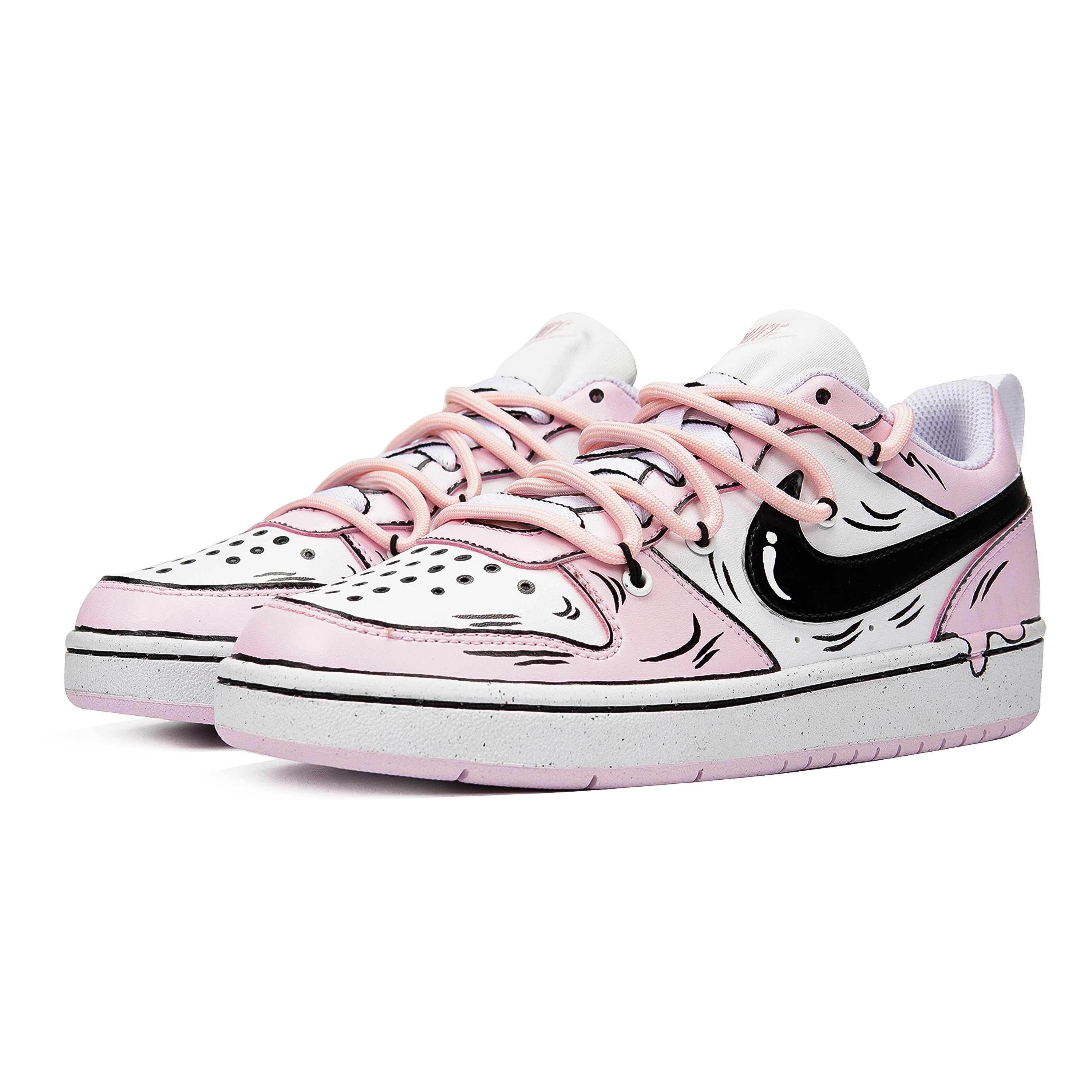 Lookbook [Kasut Custom] Nike Court Borough Low 'Sakura Pink Deconstruct' DV5456-105(Teamp-二次元樱花粉）