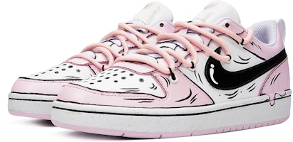 【定制球鞋】 Nike Court Borough 三次實驗室 二次元勾線 動漫風格 解構 低幫 板鞋 GS 櫻花粉 Lookbook 【定制球鞋】 Nike Court Borough 三次實驗室 二次元勾線 動漫風格 解構 低幫 板鞋 GS 櫻花粉