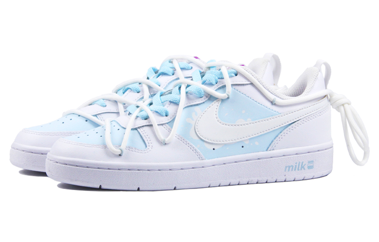 Shop [定制鞋] 耐克Court Borough Low '海盐奶白-白蓝' DQ5979-100(TeamJ-夏日海盐冰牛奶box)