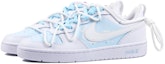 Shop 【定製球鞋】 Nike Court Borough 海鹽冰牛奶 夏日清新風 潑墨飛濺 解構 低筒 板鞋 GS 白藍