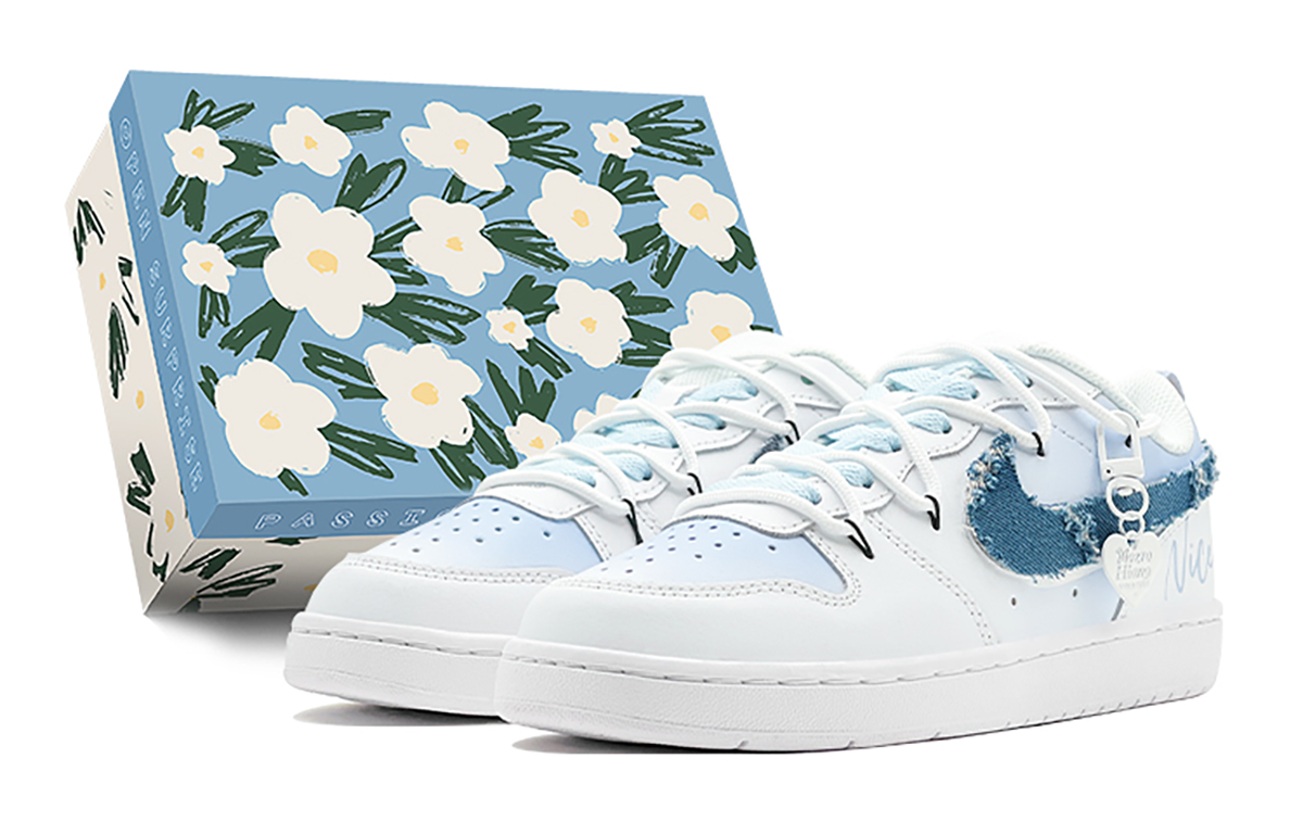 Buy 【カスタムシューズ】ナイキ コートバラウ ロー 'シーソルトスイートハートデニムブルー-ホワイト' BQ5448-100(TeamS-爱心牛仔蓝S-BOX)