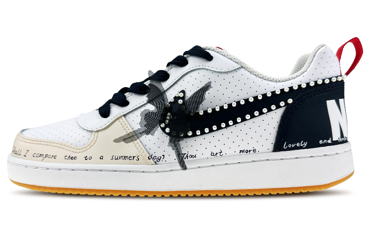 Buy [Kasut Rekaan] Nike Court Borough Low 'Shakespeare Sonnet Butterfly Mutiara Biru' 839985-105(Team40-GS莎士比亚十四行诗蓝)