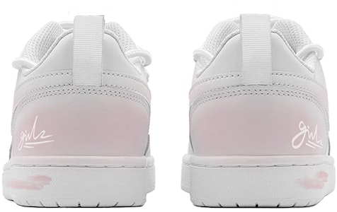【訂製球鞋】Nike Court Borough 春日踏青季 心動少女 特殊鞋盒 防滑耐磨 低筒 板鞋 GS 粉白 Purchase 【訂製球鞋】Nike Court Borough 春日踏青季 心動少女 特殊鞋盒 防滑耐磨 低筒 板鞋 GS 粉白