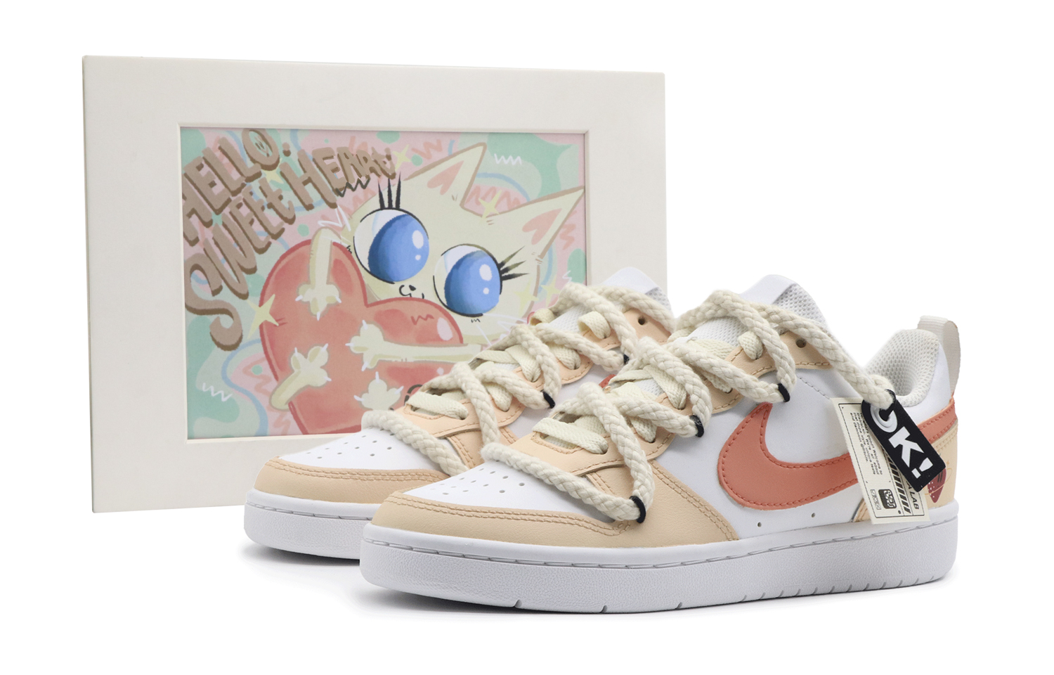 Buy Sepatu Nike Court Borough Low 'Stroberi Oranye-Merah' [Kustom] BQ5448-100(Team57-女款草莓)