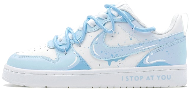【訂製球鞋】 Nike Court Borough 夏日外出 減齡風 藍色棉花糖 特殊鞋盒 低筒 板鞋 GS 藍白 Buy 【訂製球鞋】 Nike Court Borough 夏日外出 減齡風 藍色棉花糖 特殊鞋盒 低筒 板鞋 GS 藍白