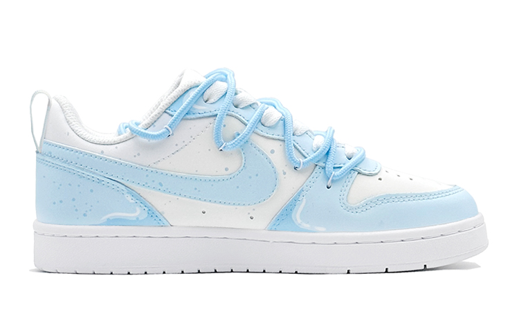 Order 【訂製球鞋】 Nike Court Borough 夏日外出 減齡風 藍色棉花糖 特殊鞋盒 低筒 板鞋 GS 藍白