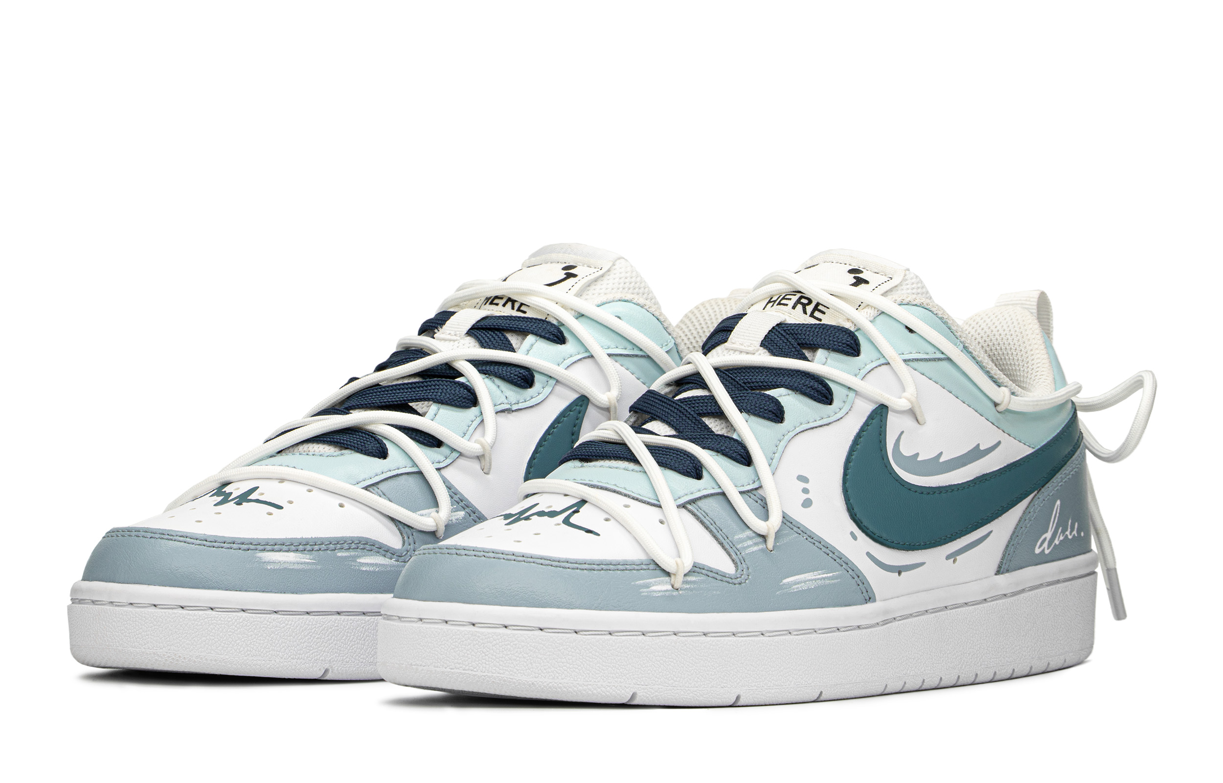 Lookbook [Kasur Kasut] Nike Court Borough Low 'Biru Musim Panas-Putih' BQ5448-100(TeamA-夏日畅游S-BOX)