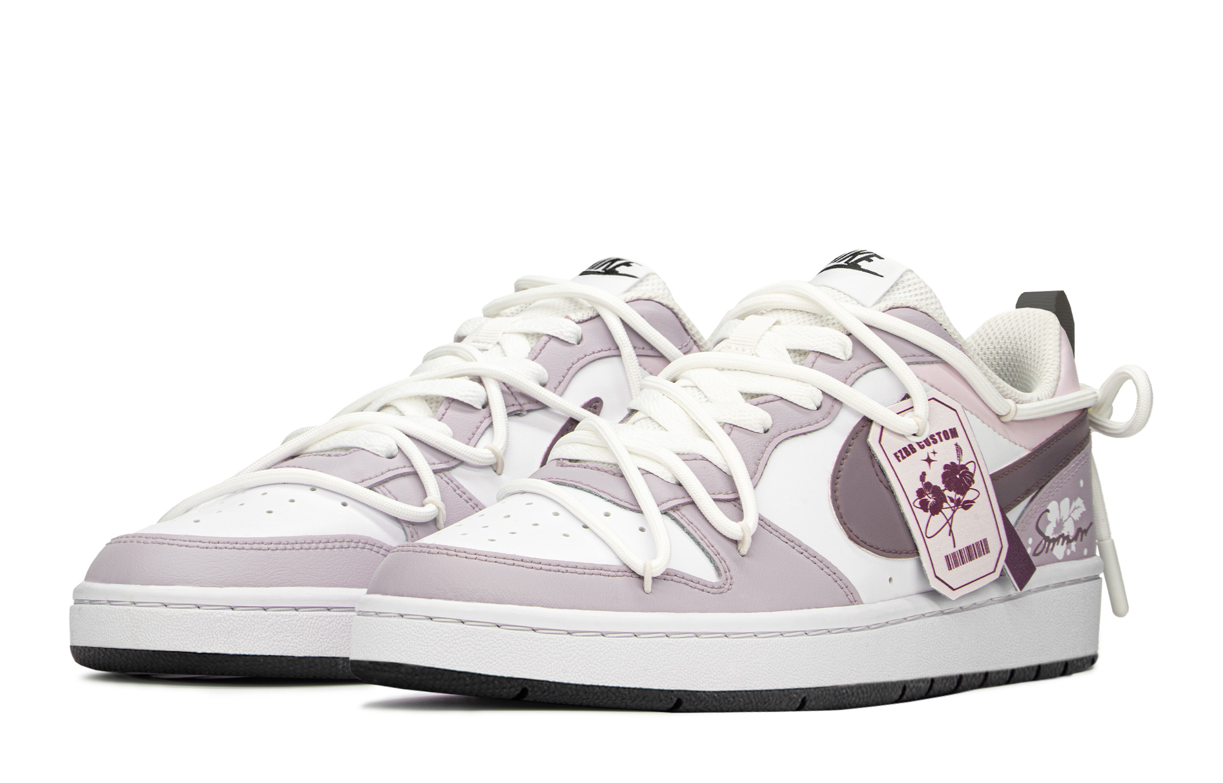 Lookbook ナイキ コートボローLow サマーギフト(白/紫) BQ5448-104(TeamA-芙蓉S-BOX)