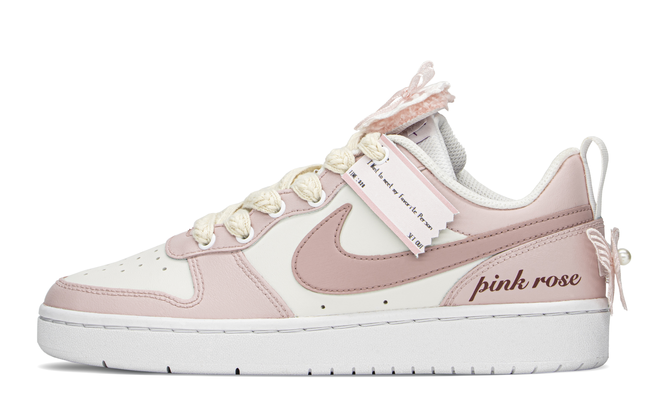 [Custom Shoes] Nike Court Borough Low 'Summer Princess Pink White'