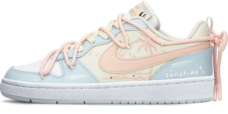 【客製化球鞋】Nike Court Borough FZBB 夏日主題 日落海岸 清新 低筒 板鞋 GS 藍粉 Buy 【客製化球鞋】Nike Court Borough FZBB 夏日主題 日落海岸 清新 低筒 板鞋 GS 藍粉