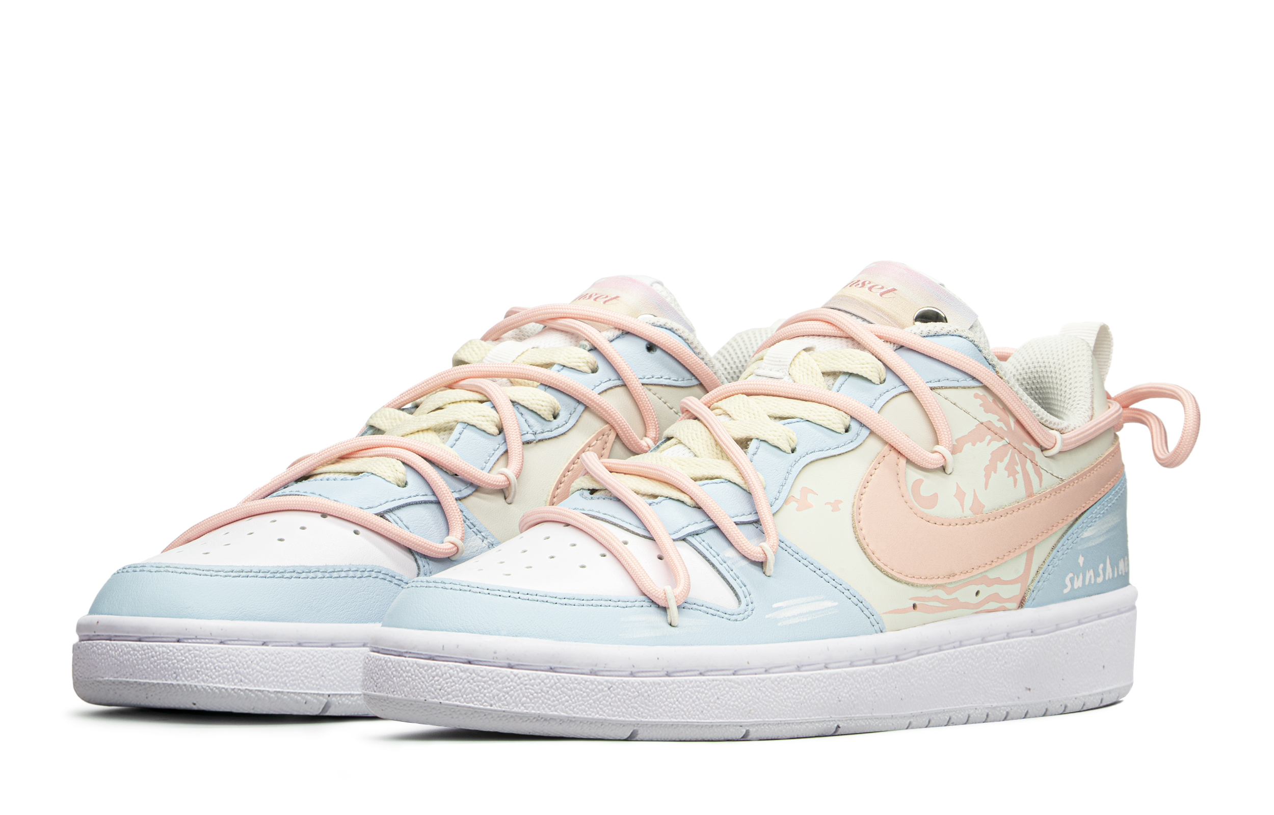 Lookbook [Nike Sepatu Costum] Court Borough Low 'Pantai Sunset Musim Panas' BQ5448-123(TeamA-日落海岸)