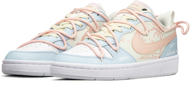 【客製化球鞋】Nike Court Borough FZBB 夏日主題 日落海岸 清新 低筒 板鞋 GS 藍粉 Lookbook 【客製化球鞋】Nike Court Borough FZBB 夏日主題 日落海岸 清新 低筒 板鞋 GS 藍粉