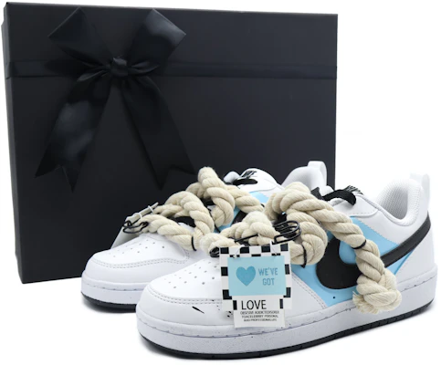 【訂製球鞋】 Nike Court Borough 麻繩 甜酷 禮盒 解構 掛飾 愛心 撞色 舒適潮流 休閒百搭 低筒 板鞋 GS 白色 Order 【訂製球鞋】 Nike Court Borough 麻繩 甜酷 禮盒 解構 掛飾 愛心 撞色 舒適潮流 休閒百搭 低筒 板鞋 GS 白色