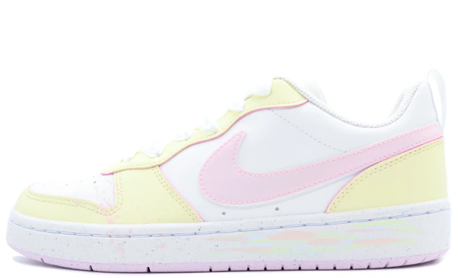 【訂製球鞋】Nike Court Borough 禮盒 潑墨 甜美可愛 塗鴉 潮流簡約 絲帶 休閒舒適 溫柔 低筒 板鞋 GS 淡黃色 Lookbook 【訂製球鞋】Nike Court Borough 禮盒 潑墨 甜美可愛 塗鴉 潮流簡約 絲帶 休閒舒適 溫柔 低筒 板鞋 GS 淡黃色