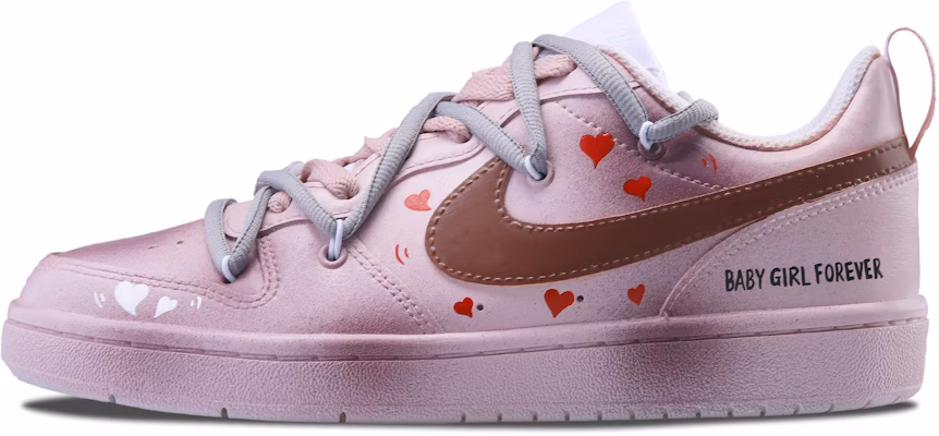 【訂製球鞋】 Nike Court Borough Low 甜蜜愛心 潮流前線 舒適百搭 防滑減震耐磨 低筒 板鞋 GS 粉色 Buy 【訂製球鞋】 Nike Court Borough Low 甜蜜愛心 潮流前線 舒適百搭 防滑減震耐磨 低筒 板鞋 GS 粉色