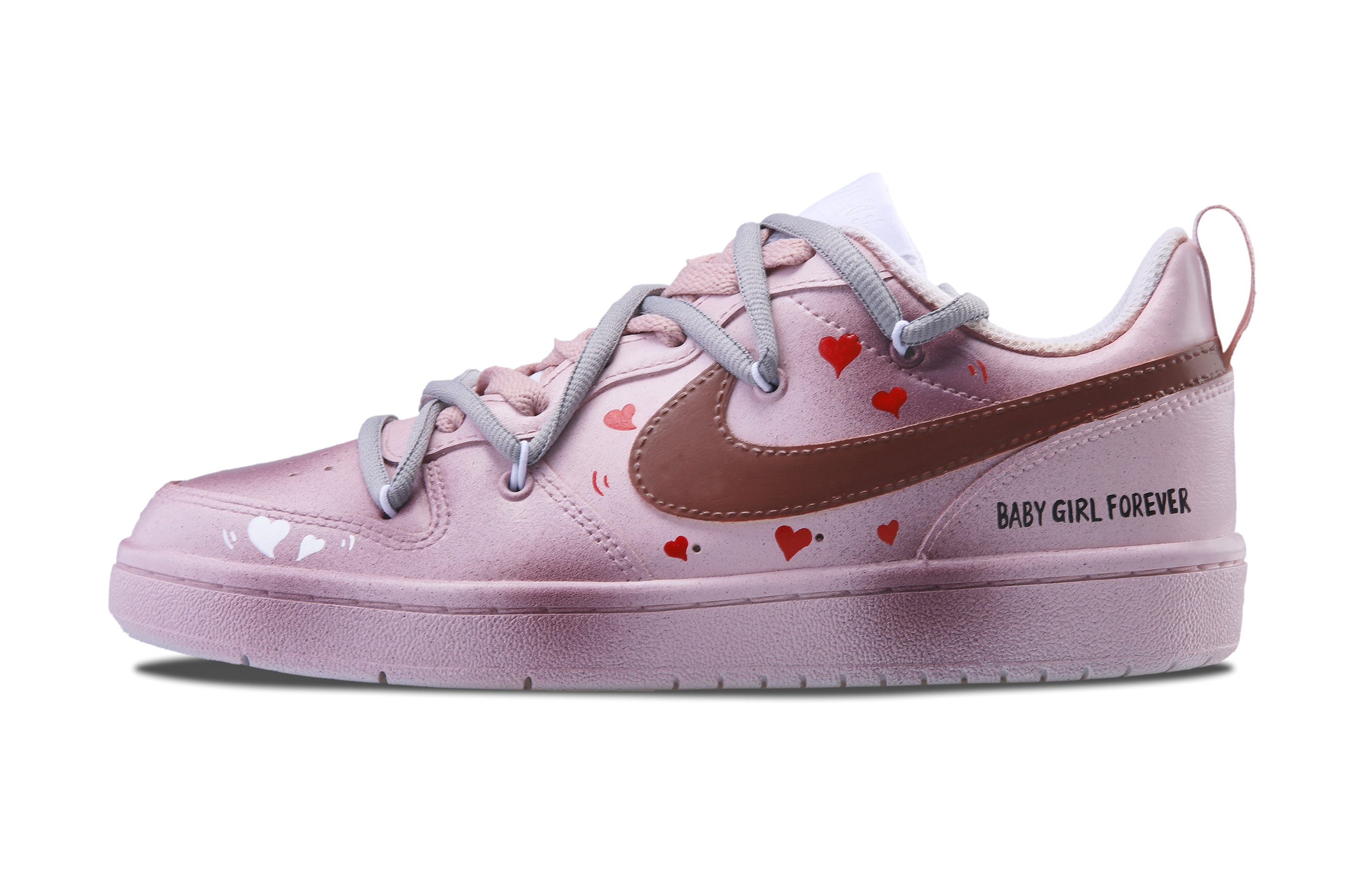Order 【訂製球鞋】 Nike Court Borough Low 甜蜜愛心 潮流前線 舒適百搭 防滑減震耐磨 低筒 板鞋 GS 粉色