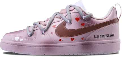 【訂製球鞋】 Nike Court Borough Low 甜蜜愛心 潮流前線 舒適百搭 防滑減震耐磨 低筒 板鞋 GS 粉色 Order 【訂製球鞋】 Nike Court Borough Low 甜蜜愛心 潮流前線 舒適百搭 防滑減震耐磨 低筒 板鞋 GS 粉色