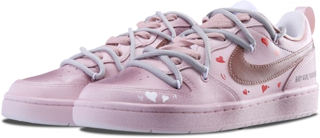 【訂製球鞋】 Nike Court Borough Low 甜蜜愛心 潮流前線 舒適百搭 防滑減震耐磨 低筒 板鞋 GS 粉色 Shop 【訂製球鞋】 Nike Court Borough Low 甜蜜愛心 潮流前線 舒適百搭 防滑減震耐磨 低筒 板鞋 GS 粉色