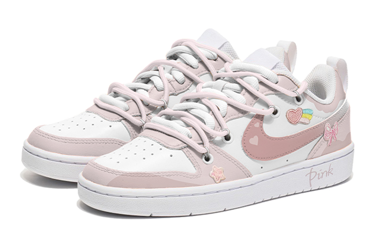 Lookbook [定制鞋款] 耐克Court Borough Low '情人节 粉色-白色' BQ5448-100(TeamS-星星爱心布贴S-BOX)