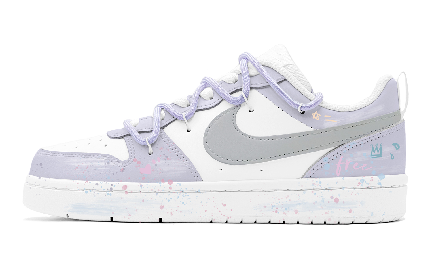 Buy [Sepatu Custom] Nike Court Borough Low 'Putih-Ungu Grafiti' BQ5448-100(TeamS-紫白喷墨涂鸦S-BOX)