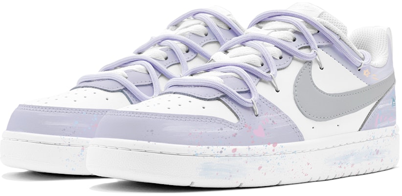 【訂製球鞋】 Nike Court Borough 低筒 多巴胺穿搭 香芋心情 飛濺墨彩 限定鞋盒 板鞋 GS 白紫 Lookbook 【訂製球鞋】 Nike Court Borough 低筒 多巴胺穿搭 香芋心情 飛濺墨彩 限定鞋盒 板鞋 GS 白紫
