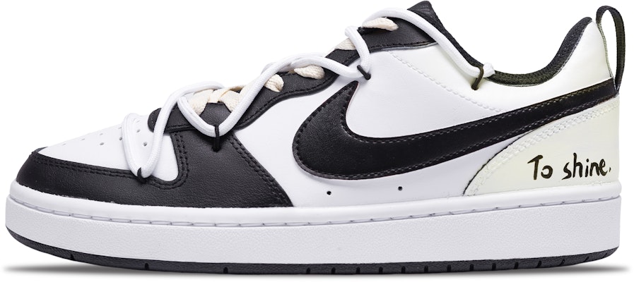 【客製球鞋】 Nike Court Borough 閃耀 特殊包裝 獨特潮流 舒適美麗 減齡神器 防滑耐磨 低筒 板鞋 GS 白黑 Order 【客製球鞋】 Nike Court Borough 閃耀 特殊包裝 獨特潮流 舒適美麗 減齡神器 防滑耐磨 低筒 板鞋 GS 白黑