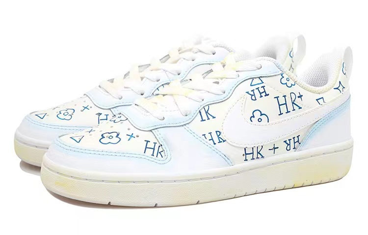Lookbook [定制鞋款] Nike Court Borough Low '白蓝黄涂鸦花朵' BQ5448-100(Team拾玖-HR小花S-BOX)