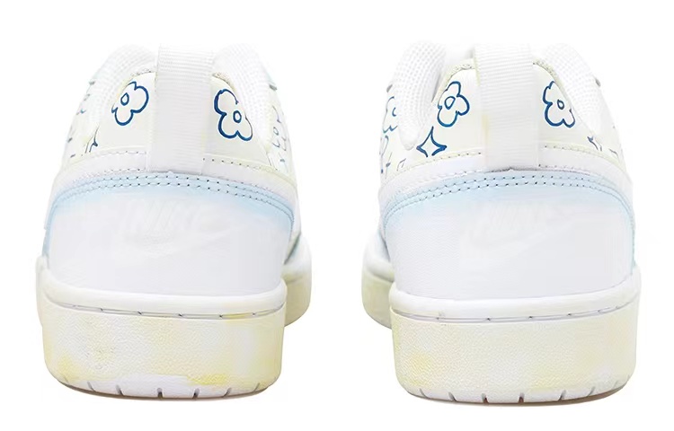 Shop [定制鞋款] Nike Court Borough Low '白蓝黄涂鸦花朵' BQ5448-100(Team拾玖-HR小花S-BOX)