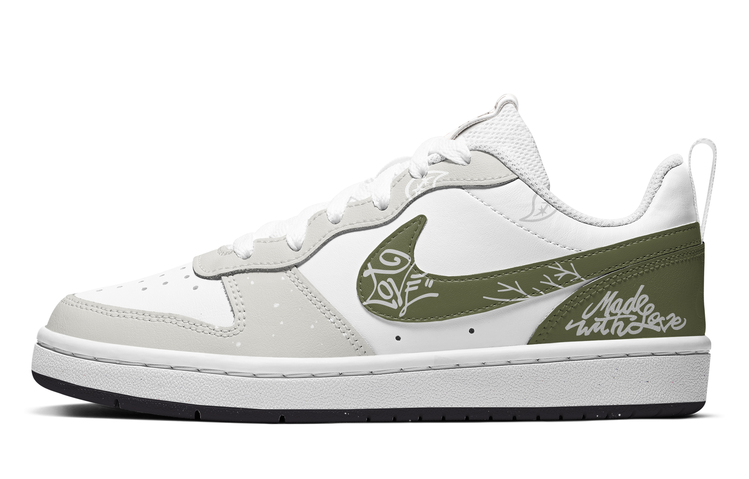 Buy 나이키 코트 보로 로우 '화이트 그린 페이즐리' (커스텀) DV5456-108(TeamA-现爱情造绿灰腰果)