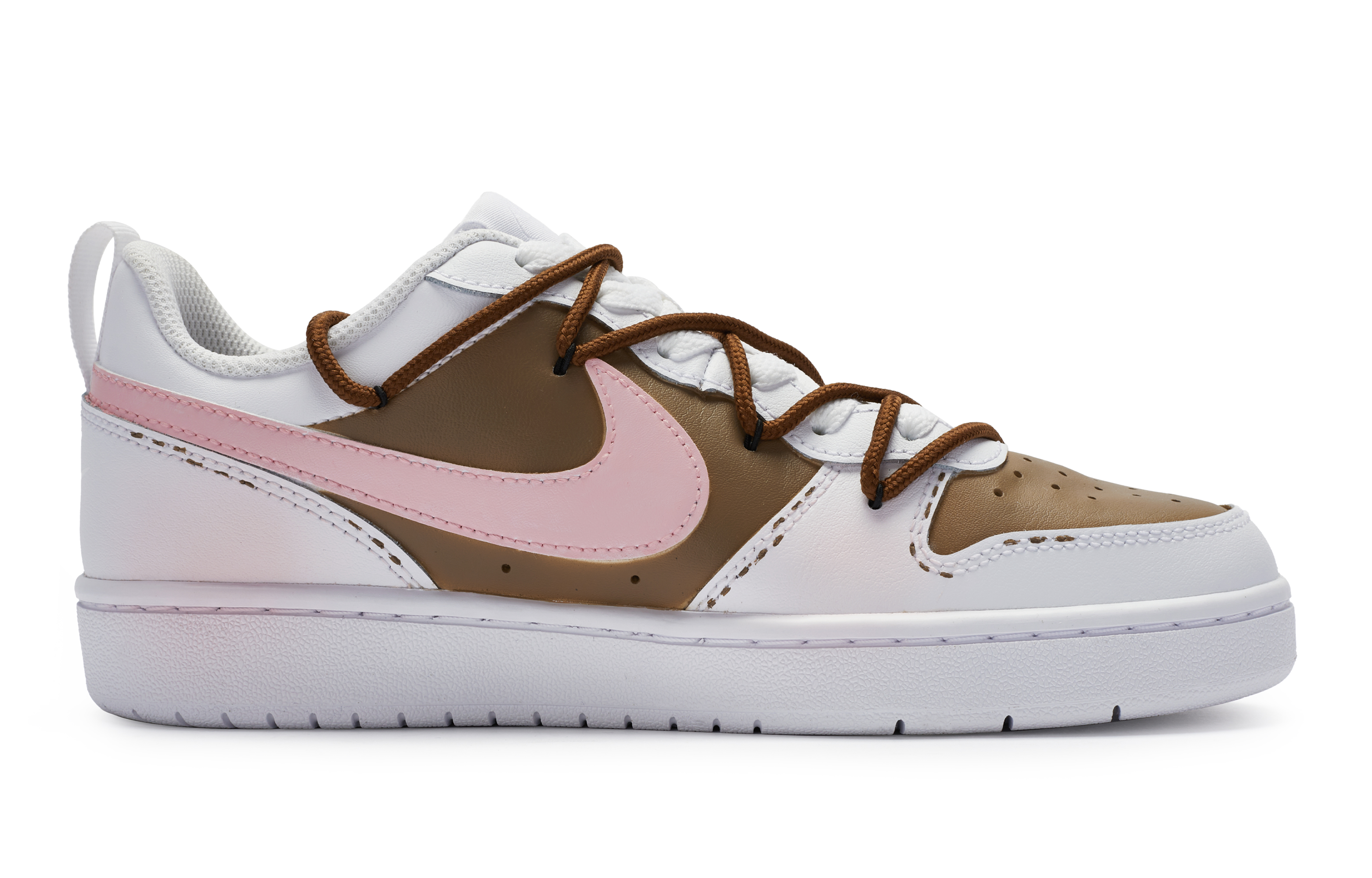 Order [Nike Kasut Custom] Nike Court Borough Rendah 'Putih Merah Jambu-Coklat' BQ5448-100-452355