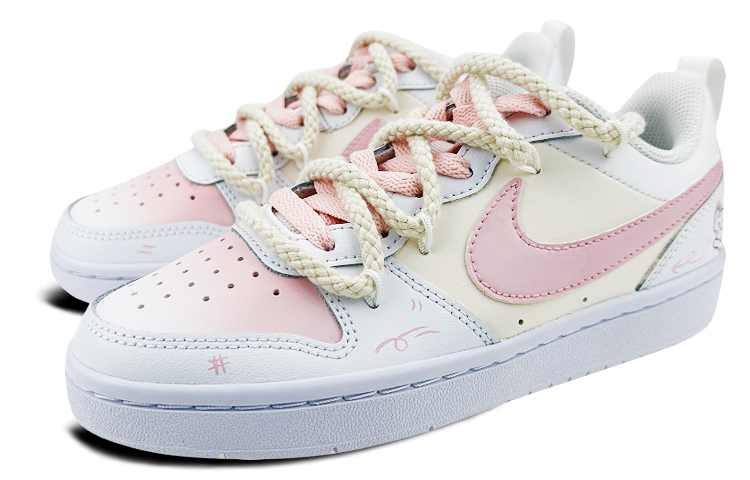 Lookbook [Custom Shoes] Nike Court Borough Low 'White Pink Rabbit Deconstructed'