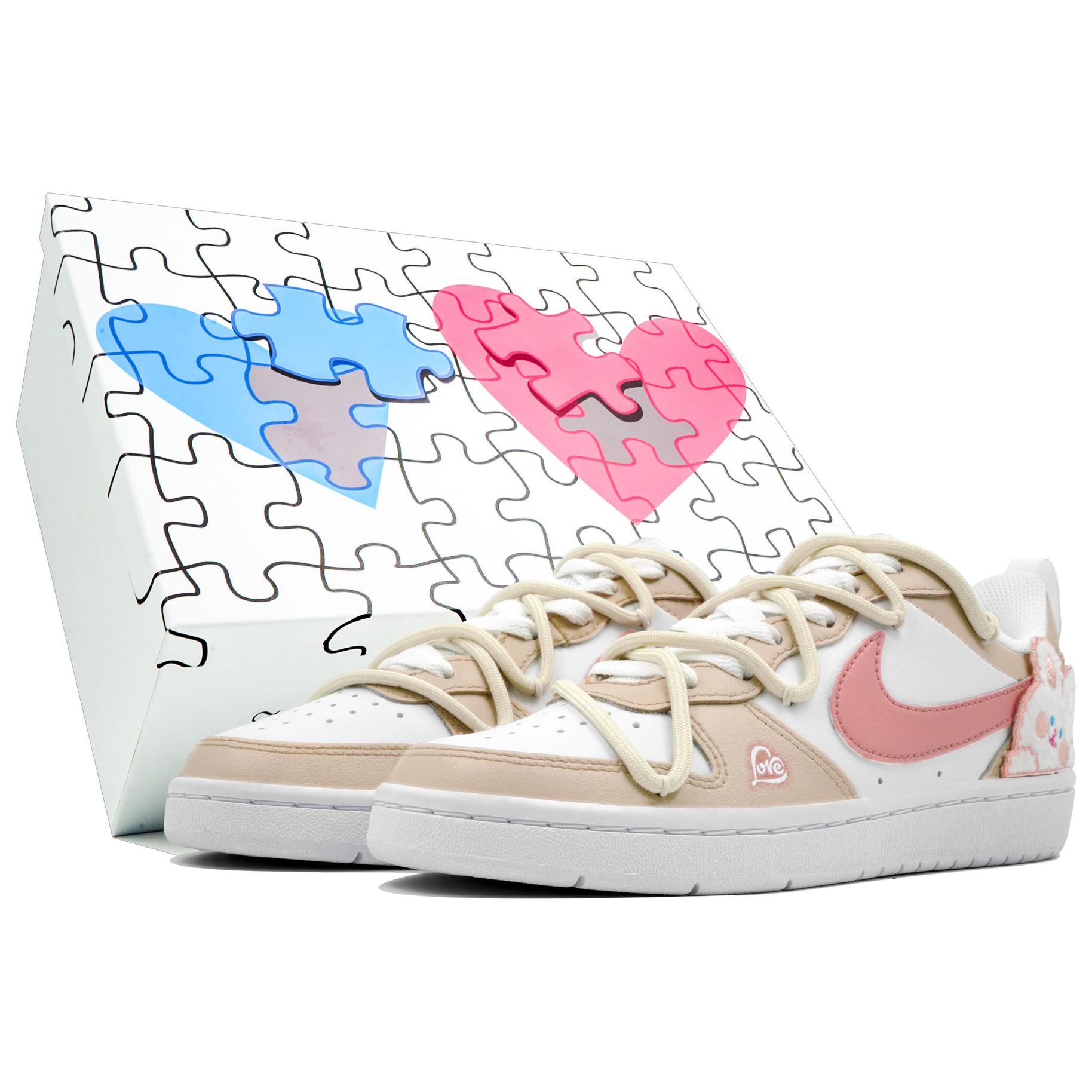 Buy 【訂製球鞋】 Nike Court Borough 萬花筒 開學季 可愛兔兔 禮盒 時尚 潮流 簡潔 舒適 休閒 靈活適應 低筒 板鞋 GS 白黃粉