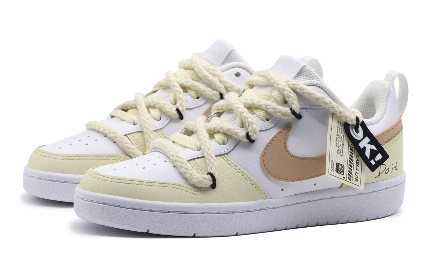 Shop 【客制球鞋】 Nike Court Borough 雞蛋糕 戶外 夏日搭配 小眾活力 清新 解構 低筒 板鞋 GS 橙黃