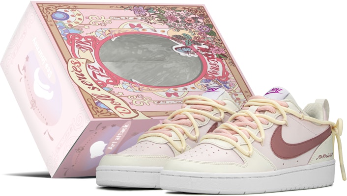 【定制球鞋】 Nike Court Borough FZBB 城堡 浪漫仙靈 特殊鞋盒 低幫 板鞋 GS 粉米 Buy 【定制球鞋】 Nike Court Borough FZBB 城堡 浪漫仙靈 特殊鞋盒 低幫 板鞋 GS 粉米