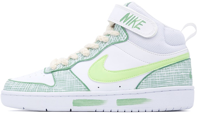 【訂製球鞋】 Nike Court Borough Mid 2 方塊格子 小清新 小香風 魔鬼貼 中筒 板鞋 GS 白綠 Buy 【訂製球鞋】 Nike Court Borough Mid 2 方塊格子 小清新 小香風 魔鬼貼 中筒 板鞋 GS 白綠