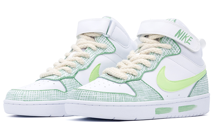 Lookbook [定制鞋] 耐克Court Borough Mid 2 '白绿格纹' CD7782-100(team肆-方块格子手绘Y)