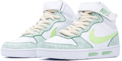 【訂製球鞋】 Nike Court Borough Mid 2 方塊格子 小清新 小香風 魔鬼貼 中筒 板鞋 GS 白綠 Lookbook 【訂製球鞋】 Nike Court Borough Mid 2 方塊格子 小清新 小香風 魔鬼貼 中筒 板鞋 GS 白綠