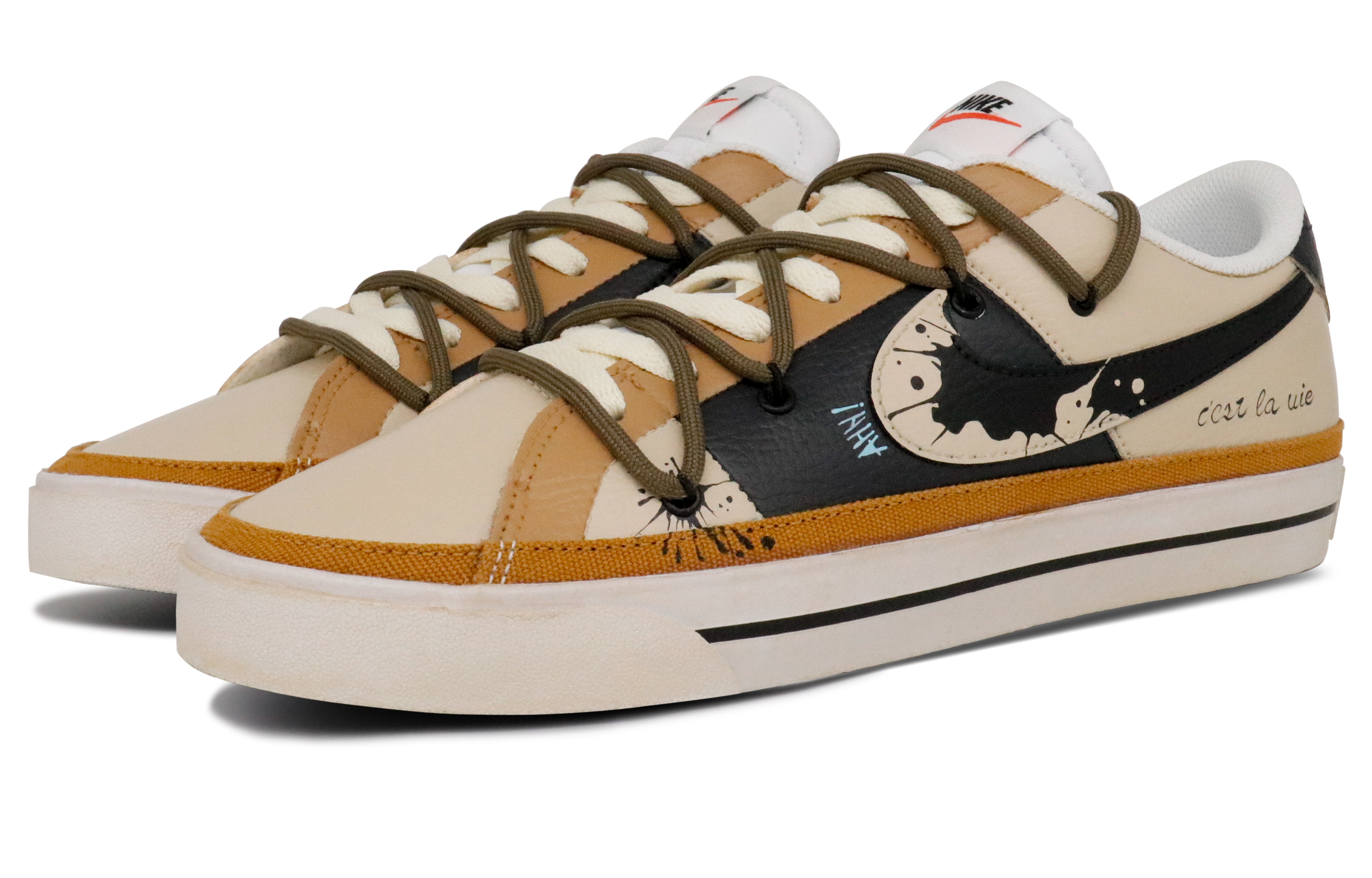 Lookbook 【訂製球鞋】 Nike Court Legacy 美拉德 沙漠秘境 解構 塗鴉 防滑耐磨 低筒 板鞋 男款 沙色