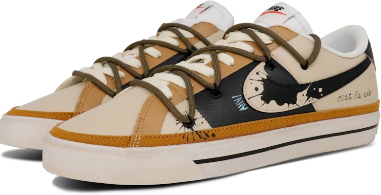 【訂製球鞋】 Nike Court Legacy 美拉德 沙漠秘境 解構 塗鴉 防滑耐磨 低筒 板鞋 男款 沙色 Lookbook 【訂製球鞋】 Nike Court Legacy 美拉德 沙漠秘境 解構 塗鴉 防滑耐磨 低筒 板鞋 男款 沙色