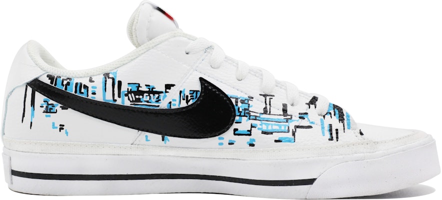 【客製化球鞋】 Nike Court Legacy 網路機器 新潮藝術 低筒 板鞋 男款 黑藍白 Order 【客製化球鞋】 Nike Court Legacy 網路機器 新潮藝術 低筒 板鞋 男款 黑藍白