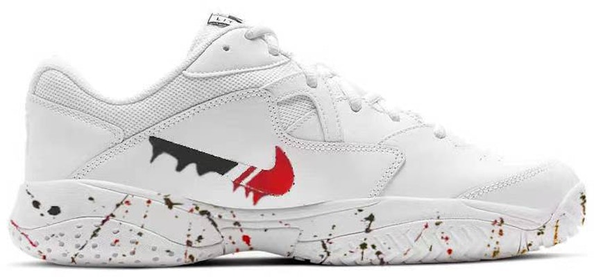 【訂製球鞋】 Nike Court Lite 2 流體濺墨 潮流塗鴉 防滑耐磨 低筒 老爹鞋 男款 白紅黑 Order 【訂製球鞋】 Nike Court Lite 2 流體濺墨 潮流塗鴉 防滑耐磨 低筒 老爹鞋 男款 白紅黑