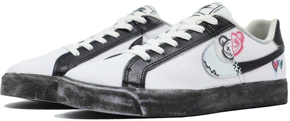 【訂製球鞋】Nike Court Royale Ac 球場藝術家 無間行者 暗黑系 戀人 防滑減震耐磨 低筒 板鞋 男款 白黑 Shop 【訂製球鞋】Nike Court Royale Ac 球場藝術家 無間行者 暗黑系 戀人 防滑減震耐磨 低筒 板鞋 男款 白黑