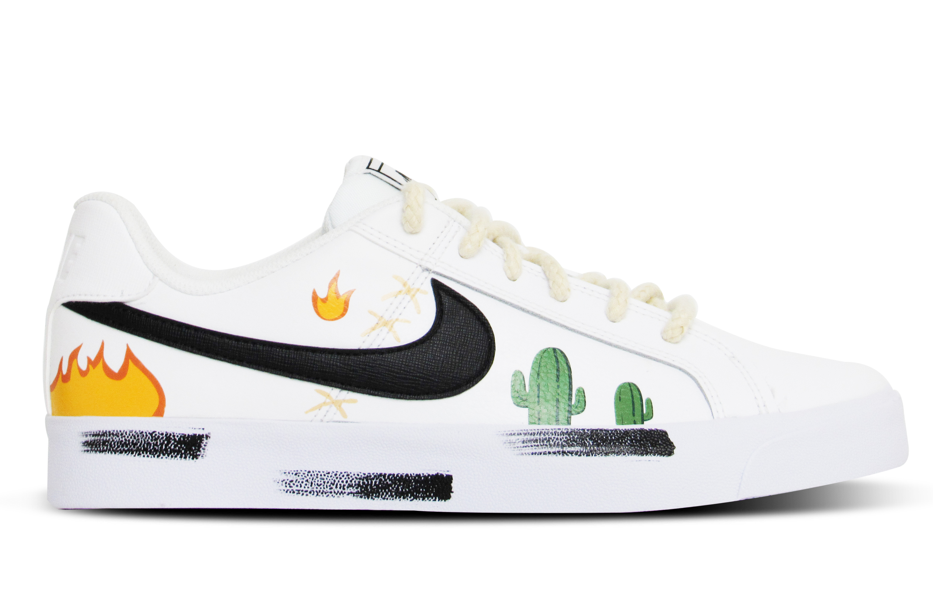 Order Zapatillas Nike Court Royale AC 'Graffiti Flame Cactus Smile Blanco Negro' BQ4222-103-484838